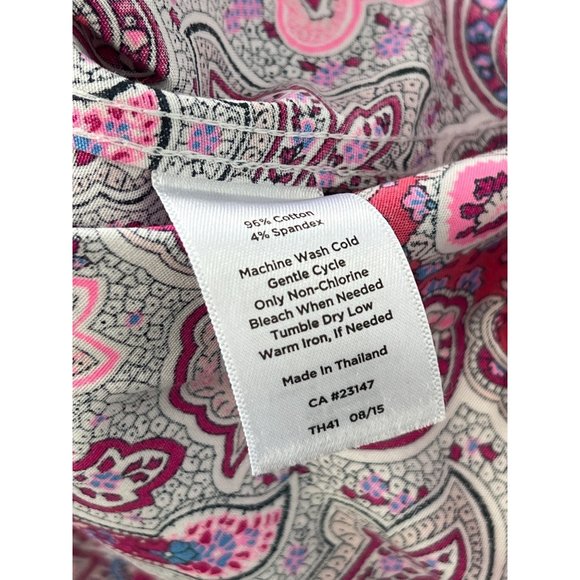Talbots Wrinkle Resistant Womens 4P Paisley Floral 3/4 Sleeve Button Front Pink - Picture 8 of 9